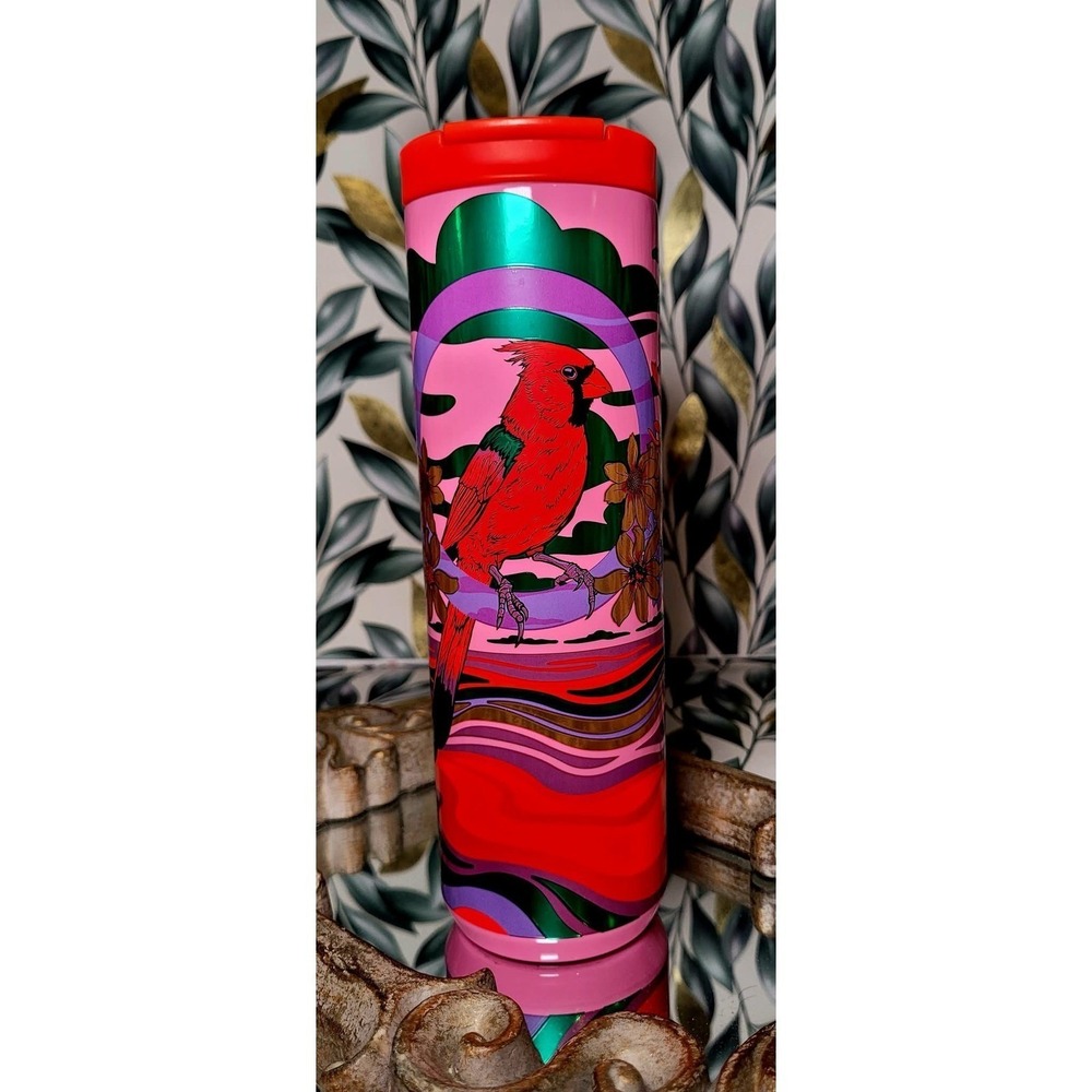 *RESCUE ANIMAL FUNDRAISER* Starbucks Rex Hamilton Cardinal Floral Tumbler 16oz